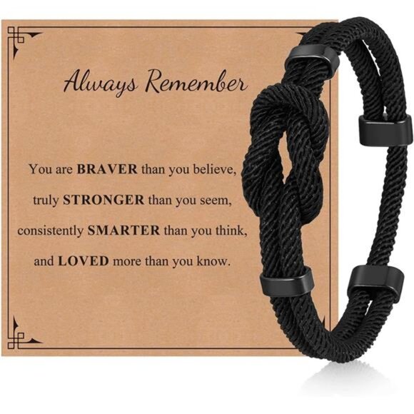 Mens Braided Rope Bracelet Love Knot Infinity Bracelet Adjustable Gift for Him - Picture 1 of 7